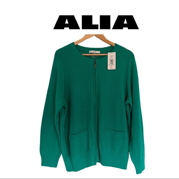 SZ XL ALIA GREEN SWEATER CARDIGAN - Picture 3 of 10